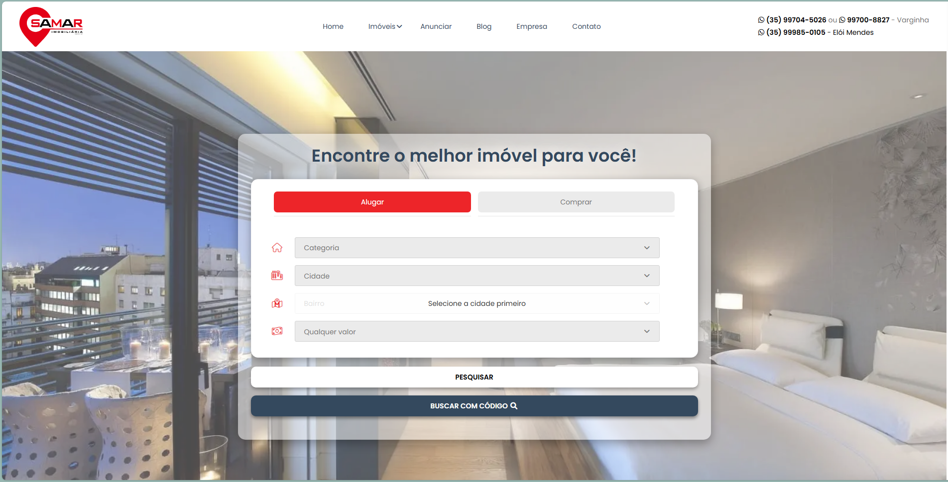 Print do site Imobiliaria Samar