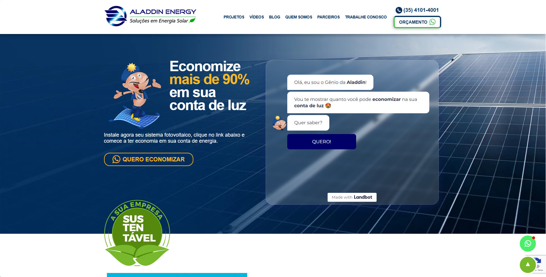 Print do site Aladdin Energy