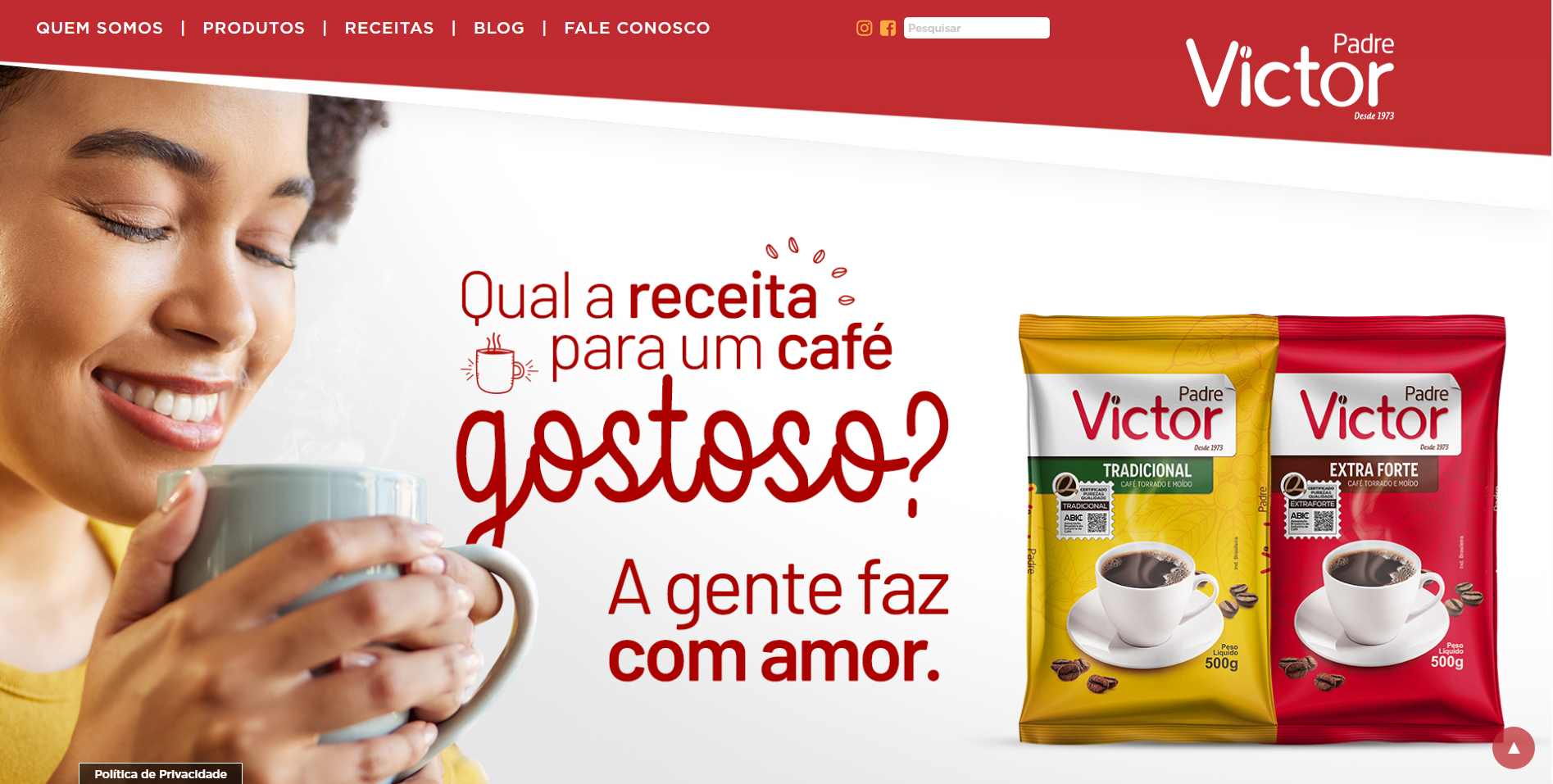 Print do site Café Padre Victor